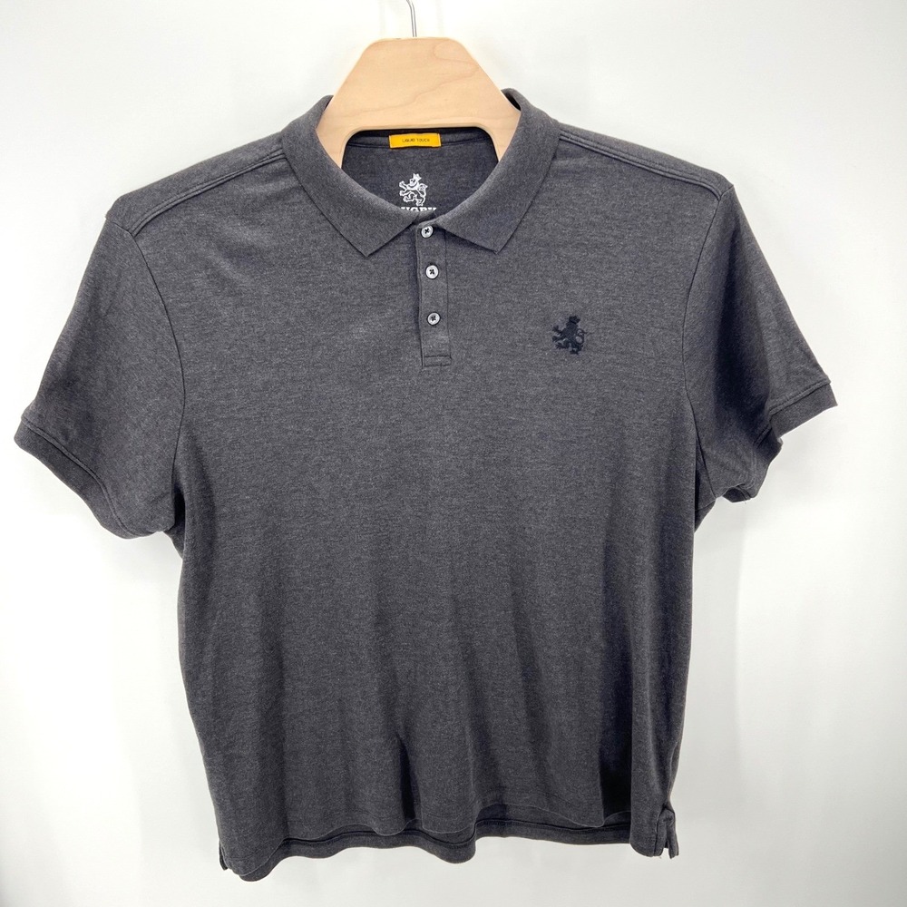 Rugby University Polo Shirt Mens 2X Charcoal Gray Liquid Touch Lion Crest Logo
